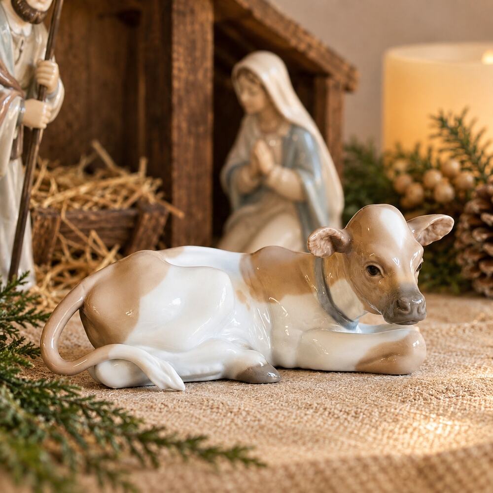 Lladro #4680 Nativity Calf Cow Becerrito Belén Porcelain Figurine Spain